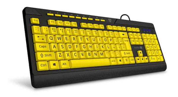klávesnice Connect-IT FOR HEALTH CONTRAST klávesnice s velkým fontem CZ SK verze ŽLUTÁ/ČERNÁ CKB-4400-CS yellow black unikátní design provedení velký font