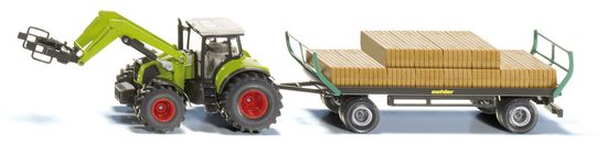 SIKU SIKU Farmer - Traktor s balíkovacím nástavcem a vlekem 1:50