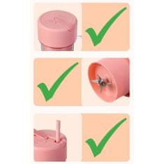 HOME & MARKER® Smoothie Mixér, Smoothie Maker, Přenosný mixér (420ml, 17,5×8,5×7 cm) | BLENDZY Růžová