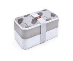 Iris Obědový Bento Box s příborem - šedé listy
