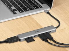 Tracer ADAPTÉR A-2, USB Type-C se čtečkou karet, HDMI 4K, USB 3.0, PDW 60W