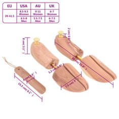 Vidaxl Roztahováky do bot se lžící EU 39–41,5 masivní cedrové dřevo