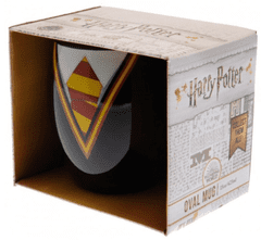 CurePink Černý keramický oválný hrnek Harry Potter: Gryffindor Uniform (objem 425 ml)