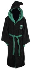 CurePink Pánský fleece župan Harry Potter: Čaroděj ze Zmijozelu - Slytherin (univerzální) černá