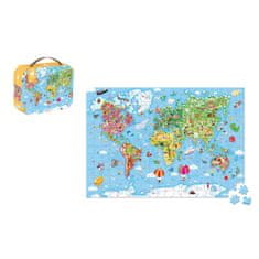 Janod Puzzle Mapa sveta v kufríku 300 ks