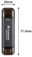 Transcend ESD310C 256GB, External SSD, USB 10Gbps, Type C/A