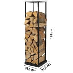 DOCHTMANN Stojan na dřevo kovový vysoký, 31,5x31,5x115cm