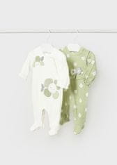 MAYORAL set 2 pyžamových overalů, zelený a bílý s kytičkami Velikost: 0-1m/55