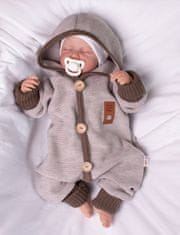 Baby Nellys Rostoucí pletený overálek s kapucí Hand Made STAR, béžový, vel. 68/74