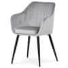 Moderní jídelní židle Jídelní židle, potah stříbrná matná sametová látka, kovové nohy, černý matný lak (PIKA SIL4)
