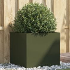 Greatstore Truhlík olivově zelený 49x47x46 cm ocel válcovaná za studena