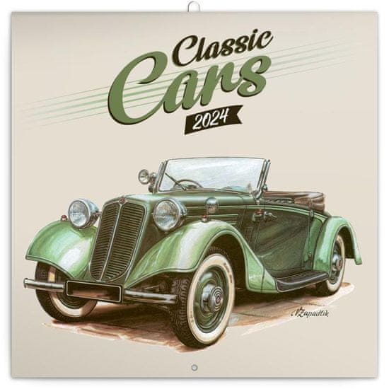 Presco Group Kalendář 2024 poznámkový: Classic Cars - Václav Zapadlík,, 30 × 30 cm