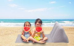 WOWO Nafukovací Plážové Lehátko s Opěradlem v Šedé Barvě - Pohodlná Podložka pro Relaxaci