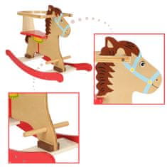 WOWO Dřevěný Houpací Kůň pro Děti s Bezpečnostní Opěrkou