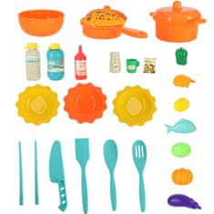 WOWO Velká dětská kuchyňka z plastu s 44 prvky - lehká a praktická
