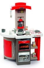 WOWO Velká elektronická dětská kuchyňka s příslušenstvím - červená, skládací, zvuková, s hořáky a kohoutkem