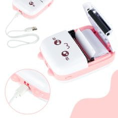 WOWO Mini Termotiskárna Drukotek pro Štítkové Fotografie s USB Kabelem - Růžová Kočka Design