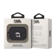 Karl Lagerfeld  3D Logo NFT Karl Head Silikonové Pouzdro pro Airpods Pro 2 Black