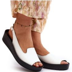 Kožené sandály s tlustou podrážkou bílé velikost 41