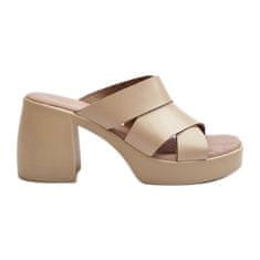 Zazoo 40373 Kožené žabky Beige velikost 40