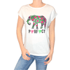 Dámské tričko bílý kulatý výstřih barevný slon, S Regular