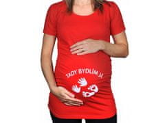 Divja Červené těhotenské tričko s nápisem Tady bydlím já