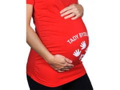 Divja Červené těhotenské tričko s nápisem Tady bydlím já