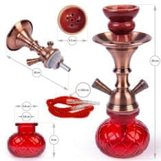 koryworld Vodní dýmka - SHISHA v červené barvě 26cm/2 inhalační hadičky