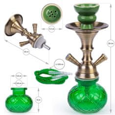 koryworld Vodní dýmka - SHISHA v zelené barvě 26cm/2 inhalační hadičky