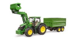 Bruder Farmer - traktor John Deere s předním nakladačem a sklápěcím přívěsem