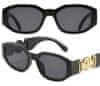 Unisex sluneční brýle s UV400 filtrem, obdélníkové, černé, plastový rám
