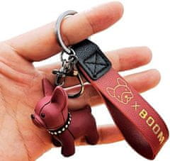 Camerazar Přívěsek na klíče Bulldog, červený, z neušlechtilého kovu a gumy, 10 cm
