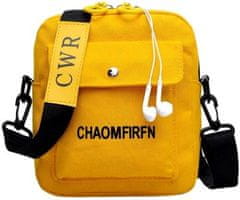 Camerazar Malá funkční kabelka s popruhem, žlutá látka, 18x20x6 cm