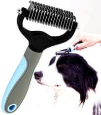 Camerazar Hřeben na kadeře Trimmer pro psy, protiskluzová gumová rukojeť, rozměry 9,3 cm x 18 cm