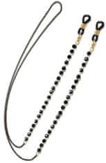 Camerazar Elegantní zlatý řetízek na brýle s černými korálky, materiál korálky a černý řetízek