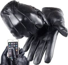 Camerazar Pánské rukavice z ekologické kůže s plyšovou podšívkou, černé, velikost L