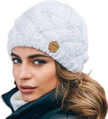 Camerazar Dámská zimní čepice zateplená, kostkovaný vzor, akrylové vlákno, univerzální velikost, krémová barva