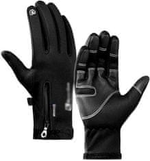 Camerazar Pánské zimní rukavice s dotykovou funkcí, vodotěsné, černé, velikost XL