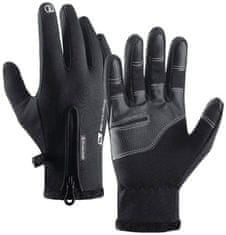Camerazar Pánské zimní dotykové rukavice, voděodolné a zateplené, materiál 75% polyester a 25% fleece, velikost L