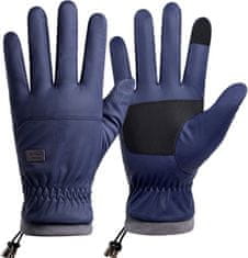 Camerazar Pánské zateplené dotykové rukavice, tmavě modré, 100% polyester, univerzální velikost