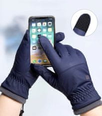 Camerazar Pánské zateplené dotykové rukavice, tmavě modré, 100% polyester, univerzální velikost