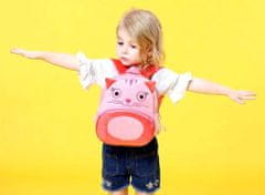 Camerazar Dětský plyšový batoh s kočičím motivem, růžový/lososový/fuchsiový, polyester, 26x24x10 cm