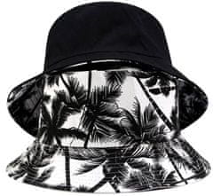 Camerazar Oboustranný Klobouk BUCKET HAT FISHER s Palmami, Polyester/Bavlna, Univerzální Velikost 55-59 cm, Bílá/Černá