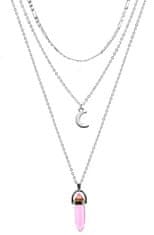 Camerazar Dlouhý dámský náhrdelník s přívěskem měsíce a kuličky, stříbrný/zlatý, bižuterní kov, 60+6 cm