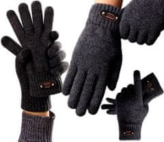 Camerazar Pánské teplé zimní rukavice z akrylové příze, černé, univerzální velikost