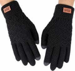 Camerazar Pánské zimní rukavice s dotykovou funkcí, černé, 100% akrylová příze, univerzální velikost