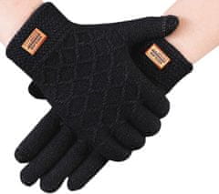 Camerazar Pánské zimní rukavice s dotykovou funkcí, černé, 100% akrylová příze, univerzální velikost