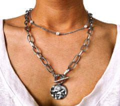 Camerazar Dámský náhrdelník choker s perlovým řetízkem, bižuterní kov, délka 36 cm + prodloužení 6 cm