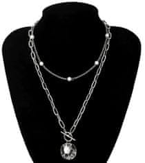 Camerazar Dámský náhrdelník choker s perlovým řetízkem, bižuterní kov, délka 36 cm + prodloužení 6 cm