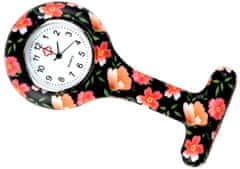 Camerazar Silikonové lékařské hodinky pro zdravotní sestry, letní barvy, antialergenní, celková délka 8,5 cm